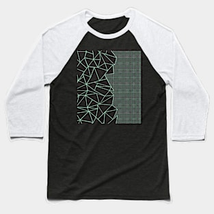 Abstract Outline Grid Mint Green Baseball T-Shirt